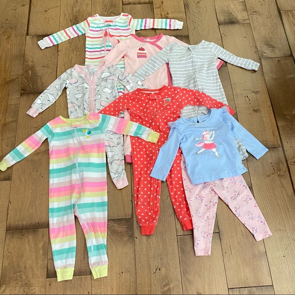 Carter's Other - 7 Toddler Girl Full Zip Pajamas Footless Jumpsuit Rompers 18M